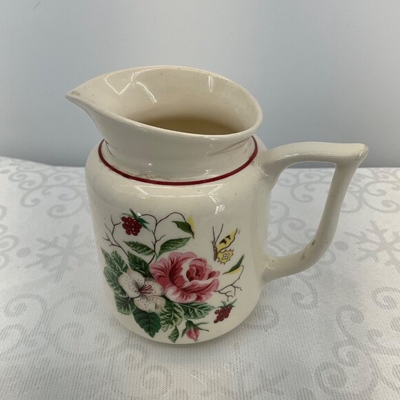 Vintage Knowles 82-3 Floral Ceramic Pitcher 5" Tall - Picture 2 of 5